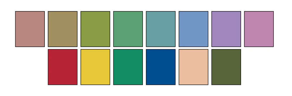 Munsell test color samples for CRI calculation