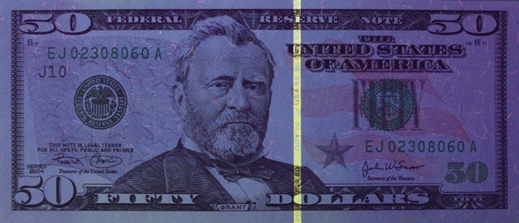 Banknote under UVA